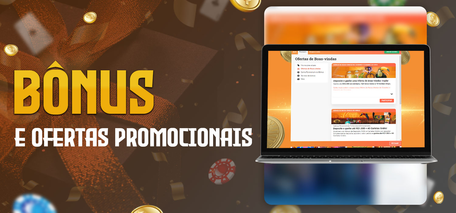 oportunidades de bônus e ofertas promocionais