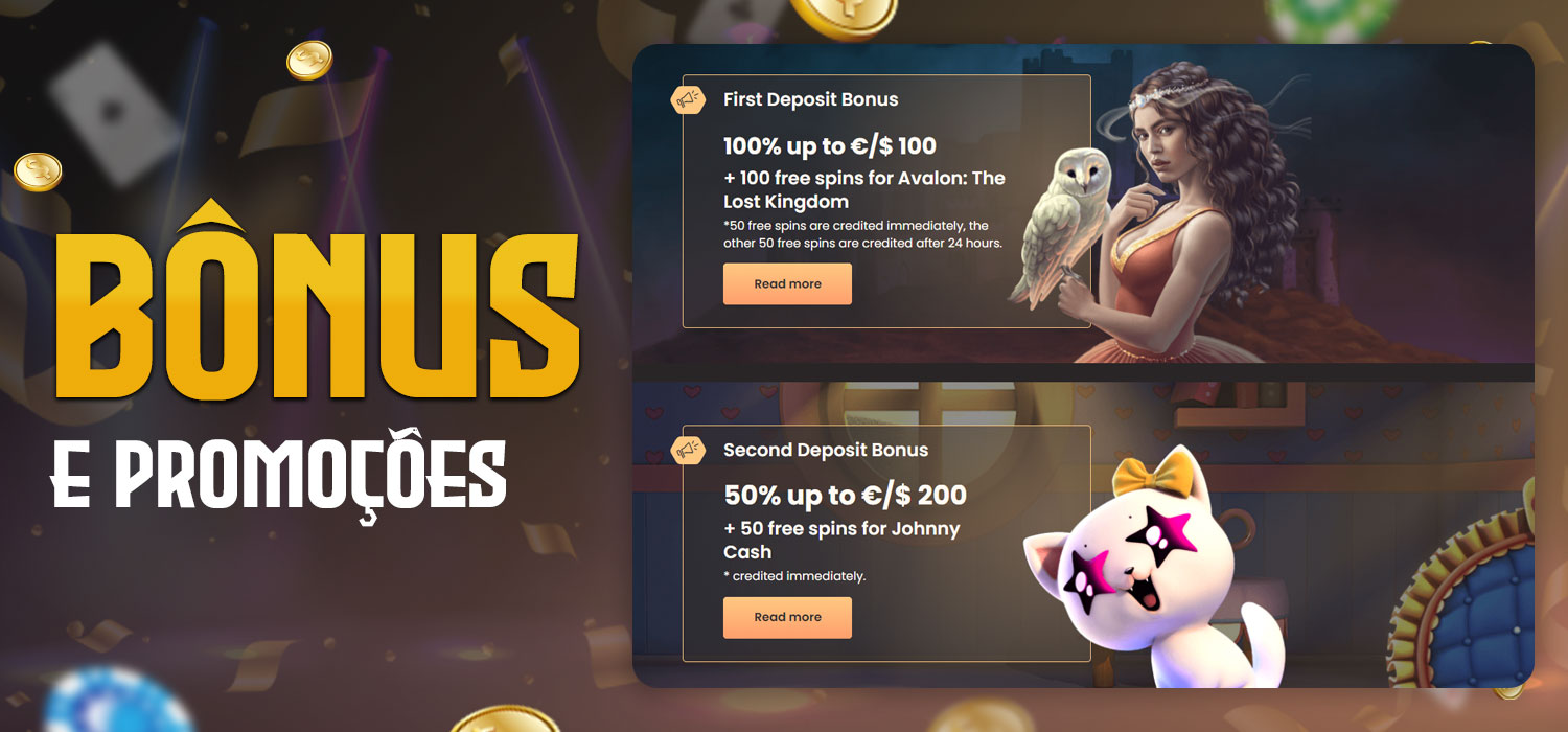 bônus e promoções