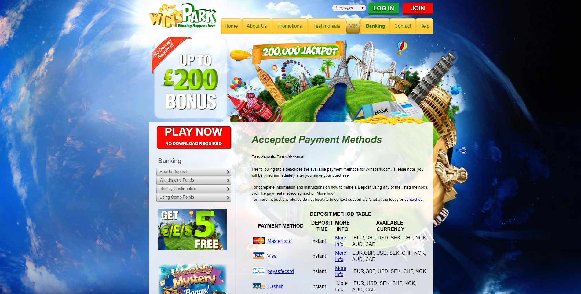 como funciona o site do winspark casino
