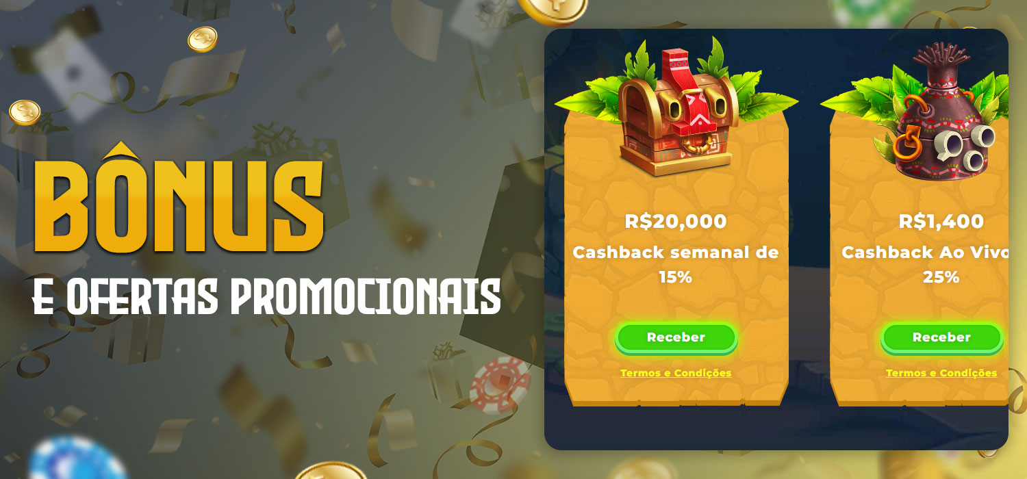 oportunidades de bônus e ofertas promocionais