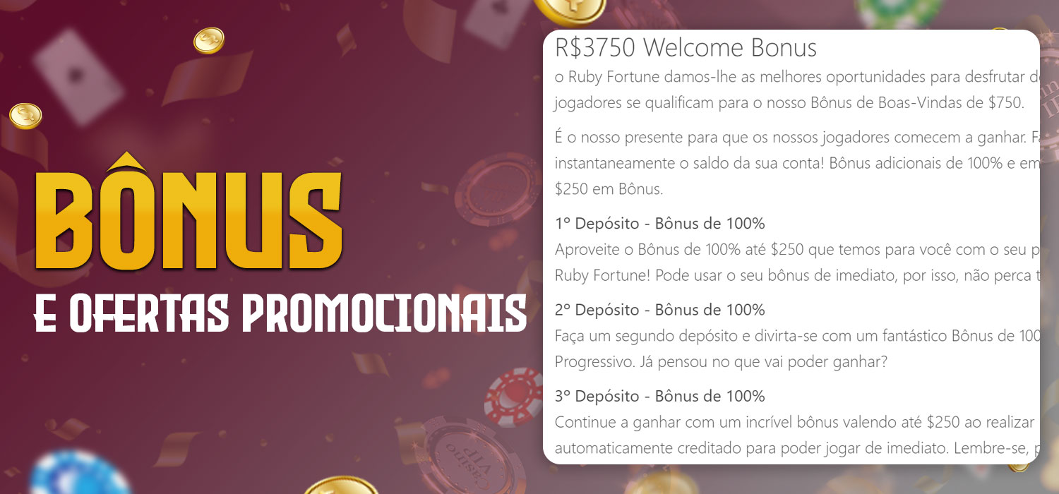 oportunidades de bônus e ofertas promocionais do ruby fortune cassino