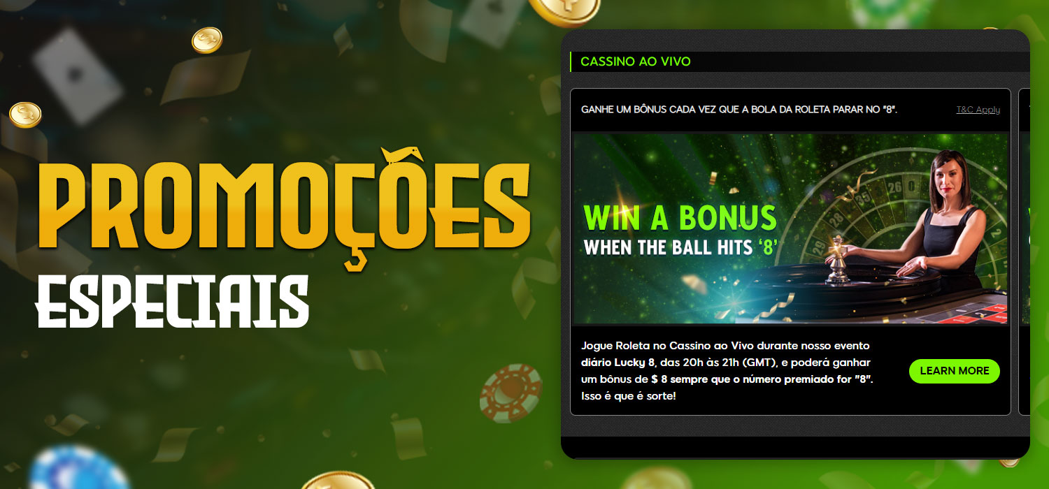 promoções especiais cassino ao vivo
