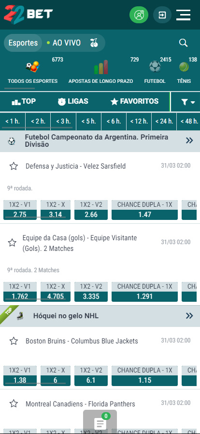 22bet app esportes