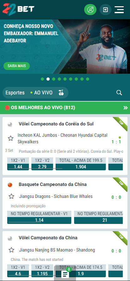 22bet app inicio pagina