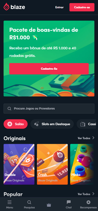 blaze app inicio pagina
