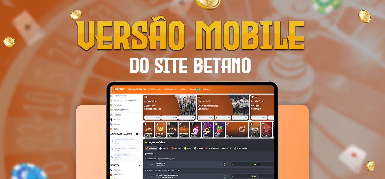 versão mobile do site da betano