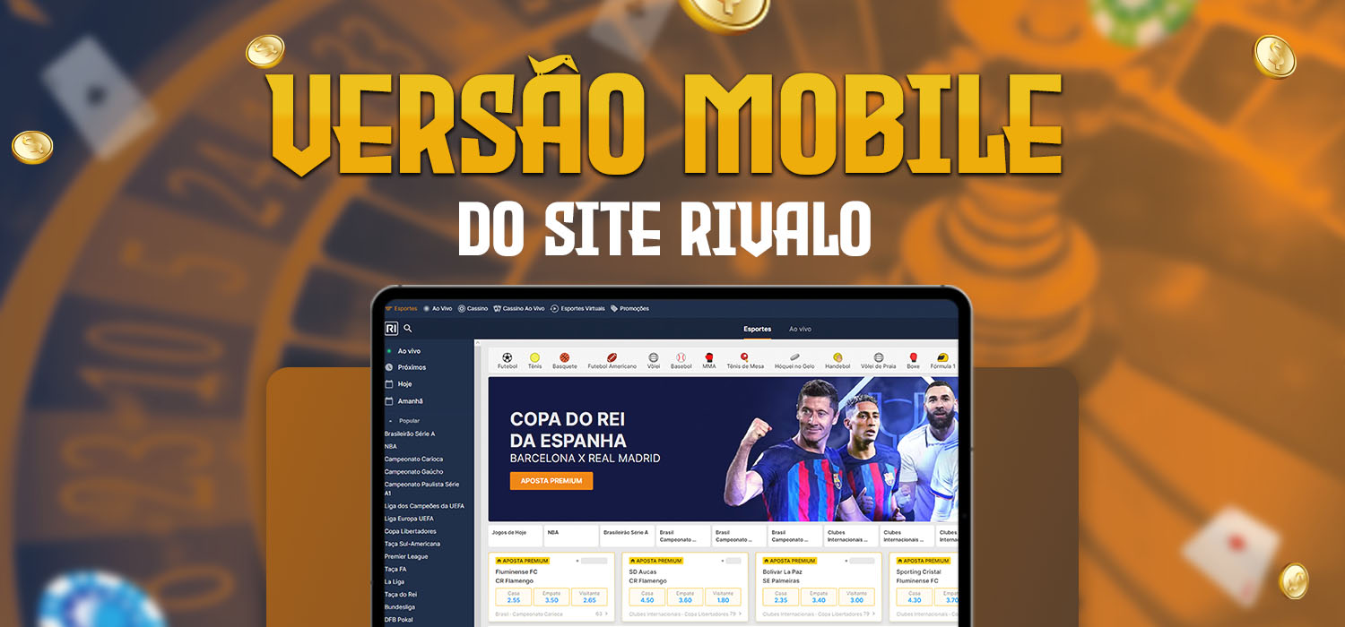 versão mobile do website rivalo